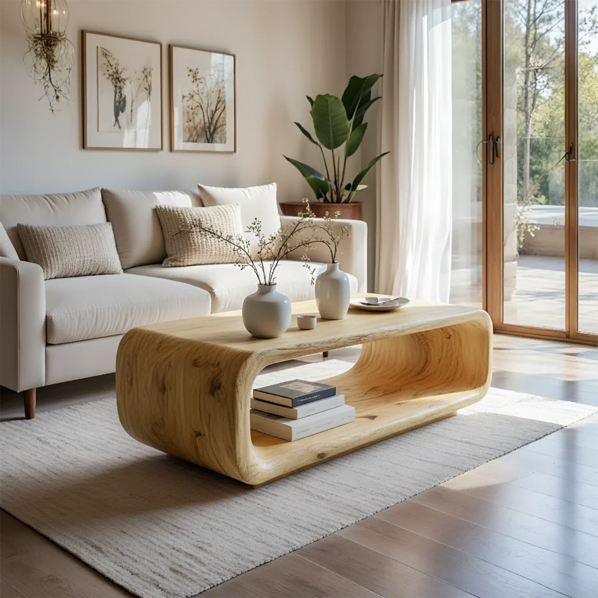 Contemporary oak coffee table with sleek top