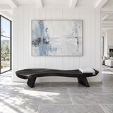 End of Bed Bench with Wavy Live-Edge Slab Seat on Two Splayed Panel Legs - Arboriswood - 10