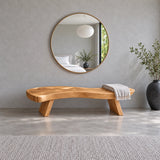 End of Bed Bench with Wavy Live-Edge Slab Seat on Two Splayed Panel Legs - Arboriswood - 13