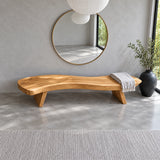 End of Bed Bench with Wavy Live-Edge Slab Seat on Two Splayed Panel Legs - Arboriswood - 5