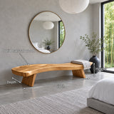 End of Bed Bench with Wavy Live-Edge Slab Seat on Two Splayed Panel Legs - Arboriswood - 7
