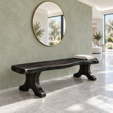 Entryway Bench, Live-Edge Slab Seat on Twin Carved Split-Foot Trestle Supports - Arboriswood - 10
