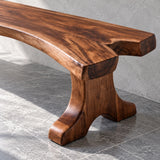 Entryway Bench, Live-Edge Slab Seat on Twin Carved Split-Foot Trestle Supports - Arboriswood - 4
