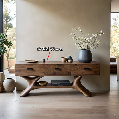 Entryway Console Table in Natural Solid Wood with Storage Drawers for Modern Homes - ArborisWood - 11