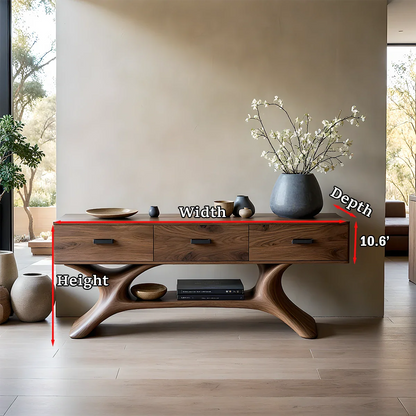 Entryway Console Table in Natural Solid Wood with Storage Drawers for Modern Homes - ArborisWood - 12