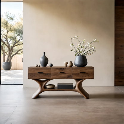 Entryway Console Table in Natural Solid Wood with Storage Drawers for Modern Homes - ArborisWood - 13