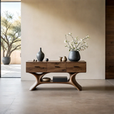 Entryway Console Table in Natural Solid Wood with Storage Drawers for Modern Homes - Arboriswood - 13