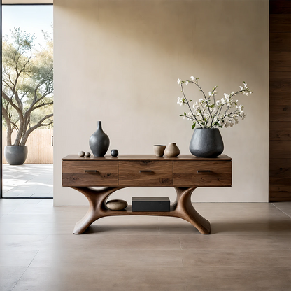 Entryway Console Table in Natural Solid Wood with Storage Drawers for Modern Homes - ArborisWood - 14