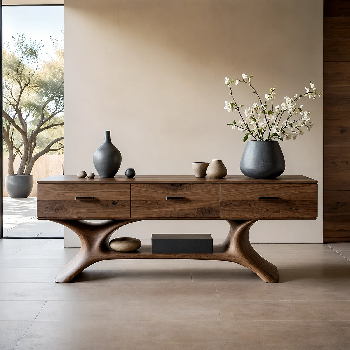 Entryway Console Table in Natural Solid Wood with Storage Drawers for Modern Homes - ArborisWood - 16