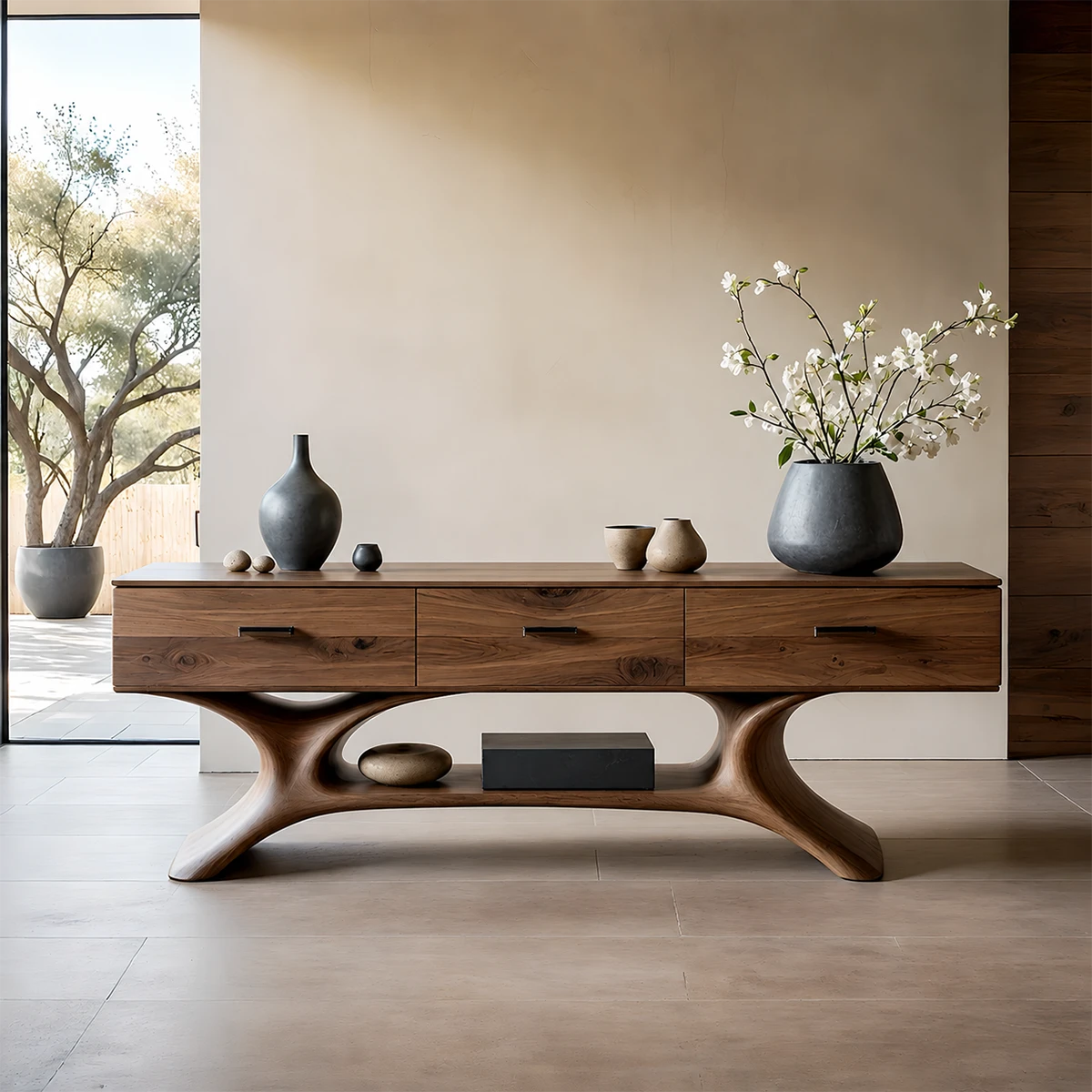 Entryway Console Table in Natural Solid Wood with Storage Drawers for Modern Homes - ArborisWood - 17