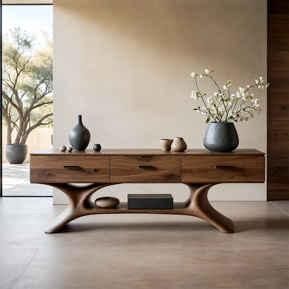 Entryway Console Table in Natural Solid Wood with Storage Drawers for Modern Homes - ArborisWood - 17