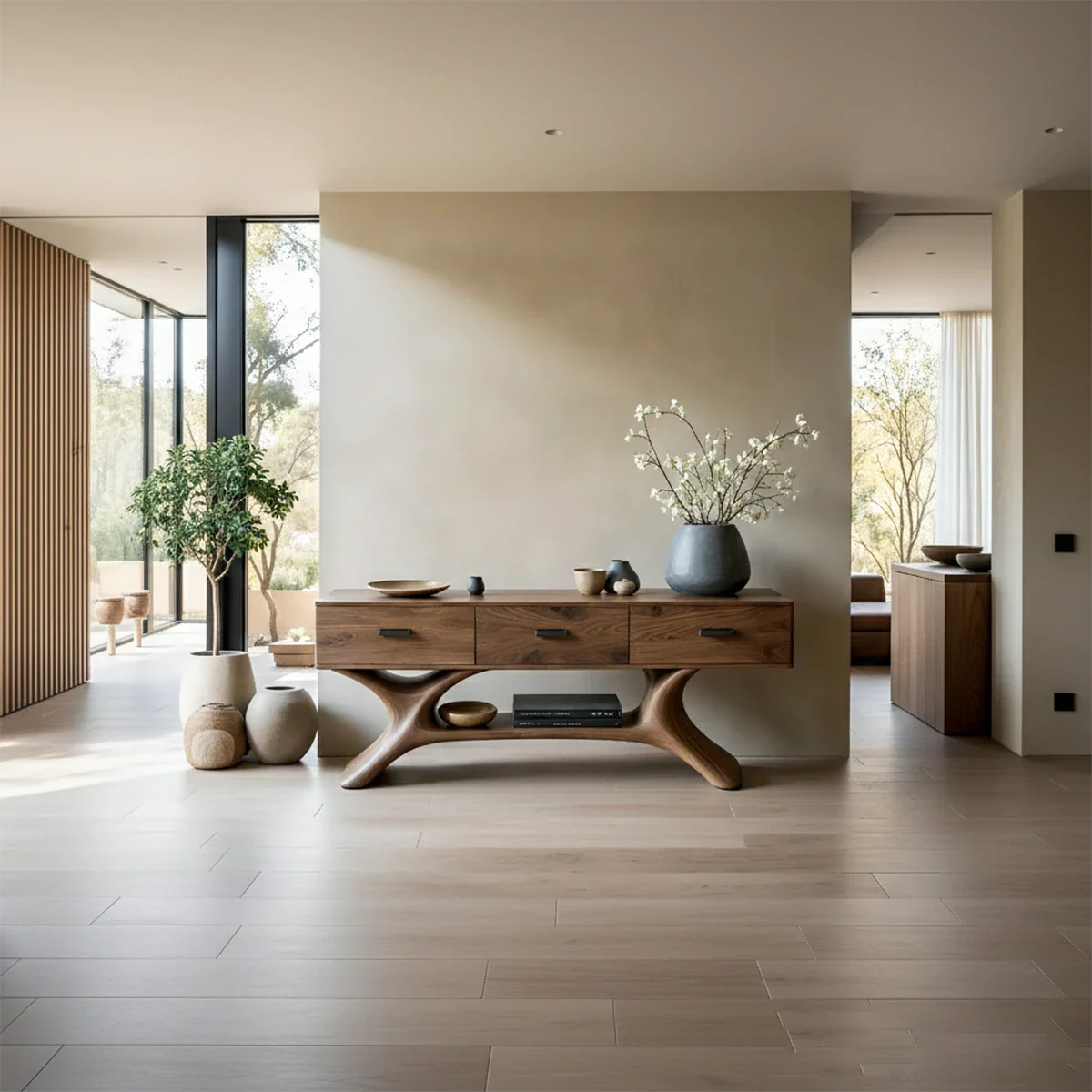 Entryway Console Table in Natural Solid Wood with Storage Drawers for Modern Homes - ArborisWood - 3