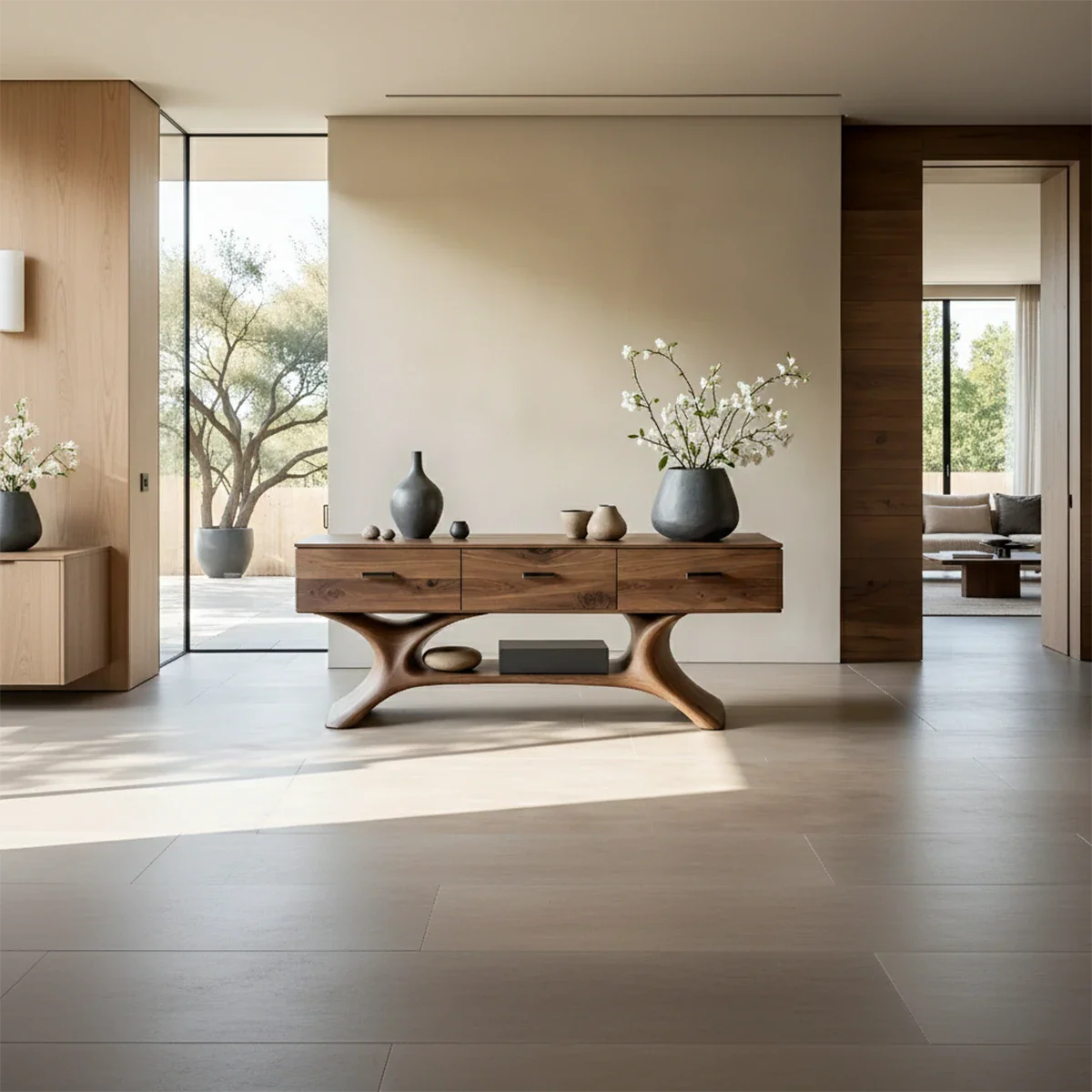 Entryway Console Table in Natural Solid Wood with Storage Drawers for Modern Homes - ArborisWood - 4
