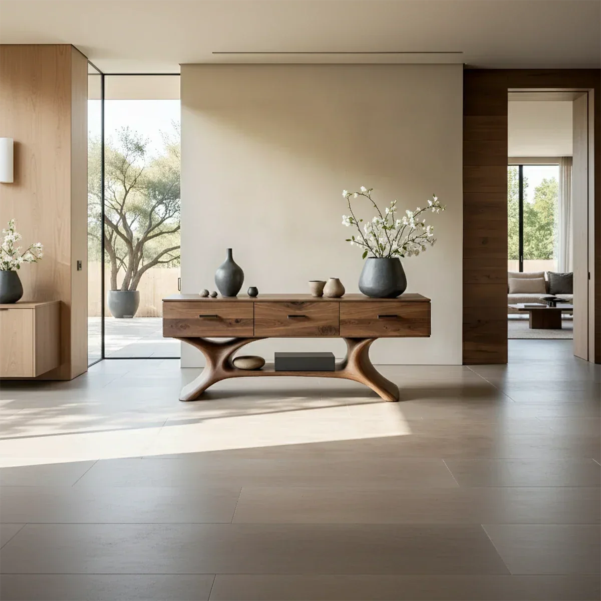Entryway Console Table in Natural Solid Wood with Storage Drawers for Modern Homes - Arboriswood - 4