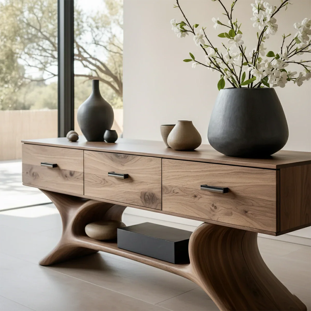 Entryway Console Table in Natural Solid Wood with Storage Drawers for Modern Homes - ArborisWood - 5