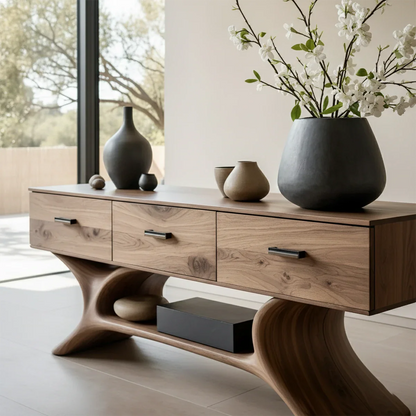 Entryway Console Table in Natural Solid Wood with Storage Drawers for Modern Homes - ArborisWood - 5