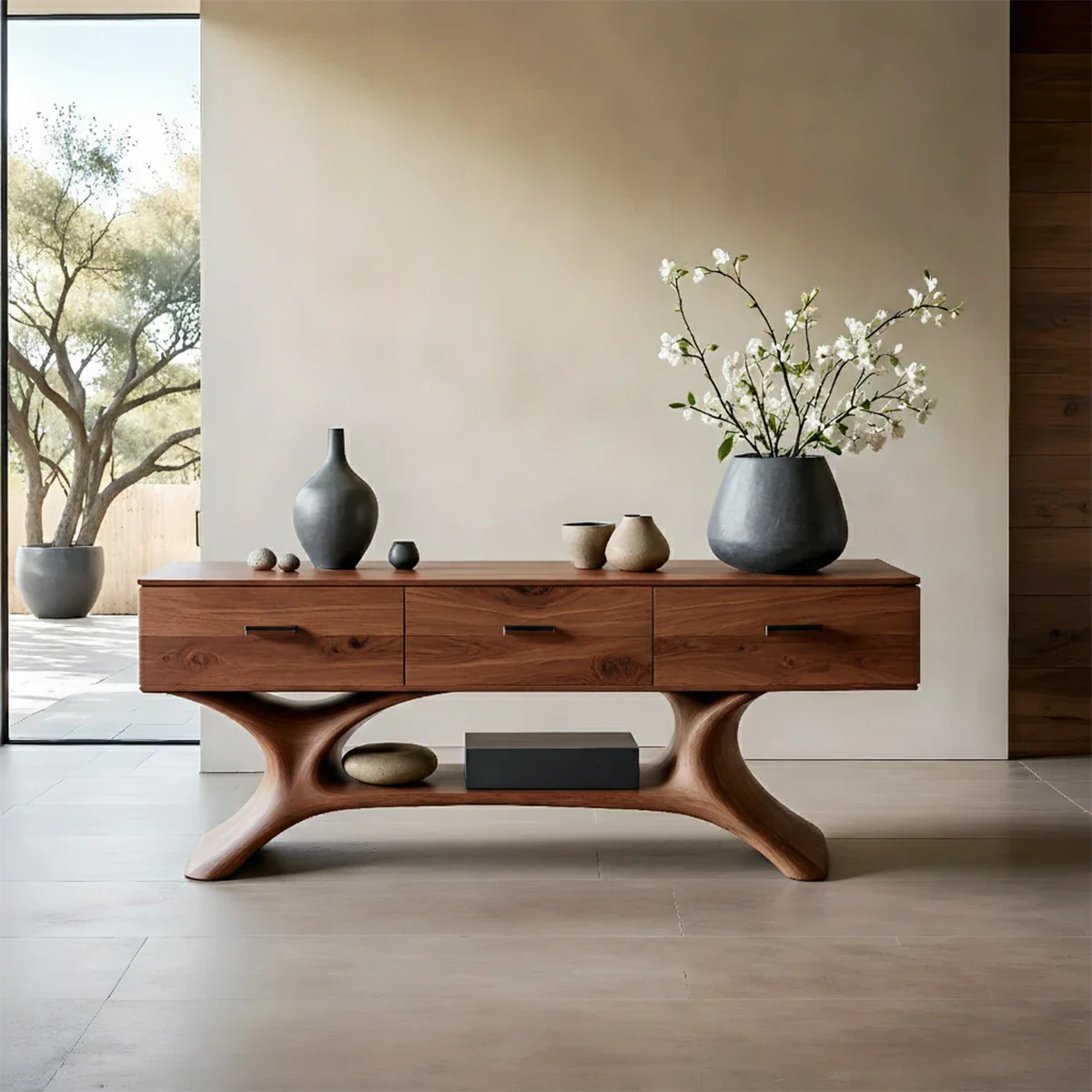 Entryway Console Table in Natural Solid Wood with Storage Drawers for Modern Homes - ArborisWood - 8