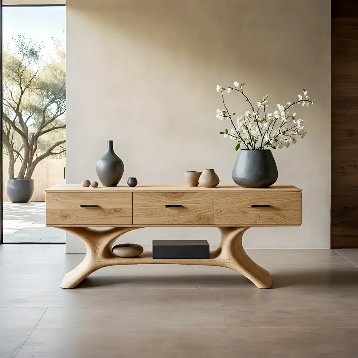 Entryway Console Table in Natural Solid Wood with Storage Drawers for Modern Homes - ArborisWood - 9