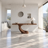 Entryway Console Table with Flowing S-Curve Pedestal and Live-Edge Slab Top - Arboriswood - 3