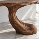 Entryway Console Table with Flowing S-Curve Pedestal and Live-Edge Slab Top - Arboriswood - 4