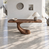 Entryway Console Table with Flowing S-Curve Pedestal and Live-Edge Slab Top - Arboriswood - 5
