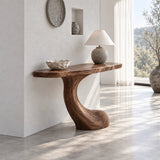 Entryway Console Table with Flowing S-Curve Pedestal and Live-Edge Slab Top - Arboriswood - 6