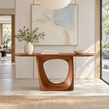 Entryway Console Table with Looping Pedestal and Triangular Cut-Out - Arboriswood