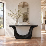 Entryway Console Table with Sweeping U-Curve Pedestal and Live-Edge Slab Top - Arboriswood - 10
