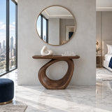 Entryway Table with Continuous Ribbon-Loop Pedestal and Rounded-End Slab Top - Arboriswood - 11