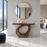 Entryway Table with Continuous Ribbon-Loop Pedestal and Rounded-End Slab Top - Arboriswood - 12