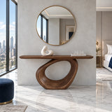 Entryway Table with Continuous Ribbon-Loop Pedestal and Rounded-End Slab Top - Arboriswood - 13