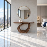 Entryway Table with Continuous Ribbon-Loop Pedestal and Rounded-End Slab Top - Arboriswood - 3
