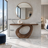 Entryway Table with Continuous Ribbon-Loop Pedestal and Rounded-End Slab Top - Arboriswood - 7