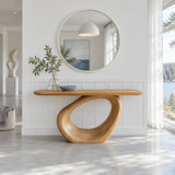 Entryway Table with Continuous Ribbon-Loop Pedestal and Rounded-End Slab Top - Arboriswood - 8