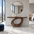 Entryway Table with Continuous Ribbon-Loop Pedestal and Rounded-End Slab Top - Arboriswood