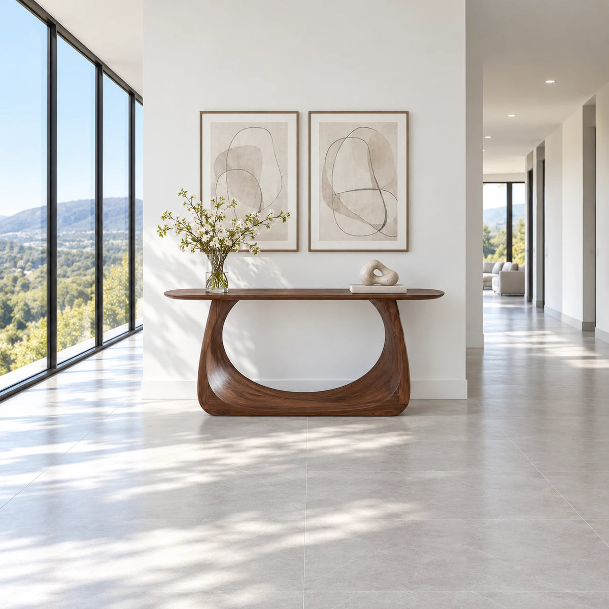 Entryway Table with Looping Ring Pedestal Base and Pill-Shaped Oval Top - Arboriswood - 3