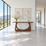 Entryway Table with Looping Ring Pedestal Base and Pill-Shaped Oval Top - Arboriswood - 3