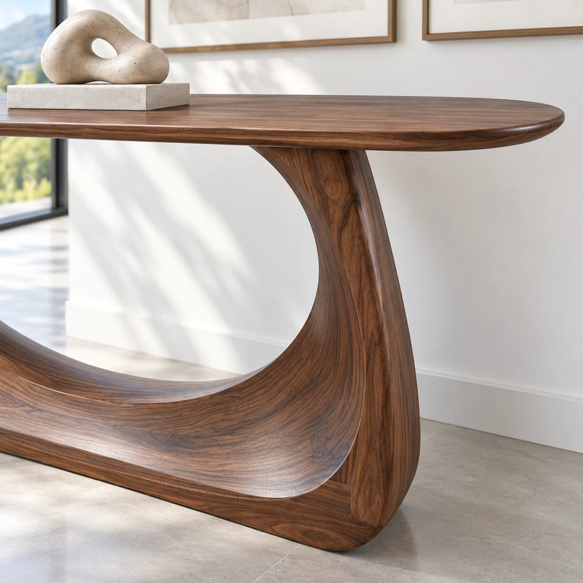 Entryway Table with Looping Ring Pedestal Base and Pill-Shaped Oval Top - Arboriswood - 4