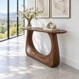 Entryway Table with Looping Ring Pedestal Base and Pill-Shaped Oval Top - Arboriswood - 6
