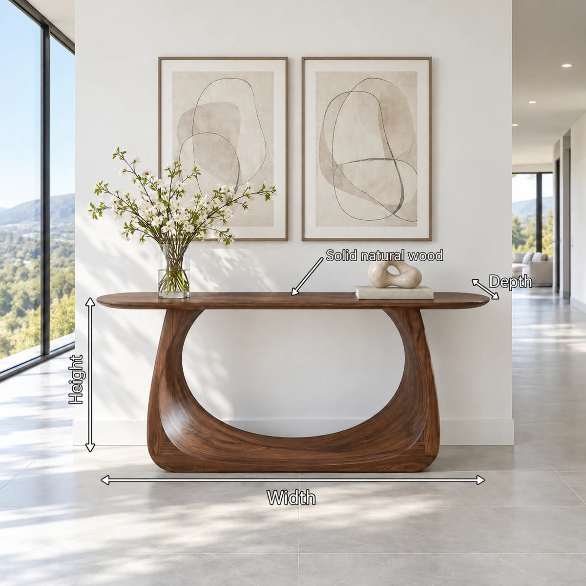 Entryway Table with Looping Ring Pedestal Base and Pill-Shaped Oval Top - Arboriswood - 7