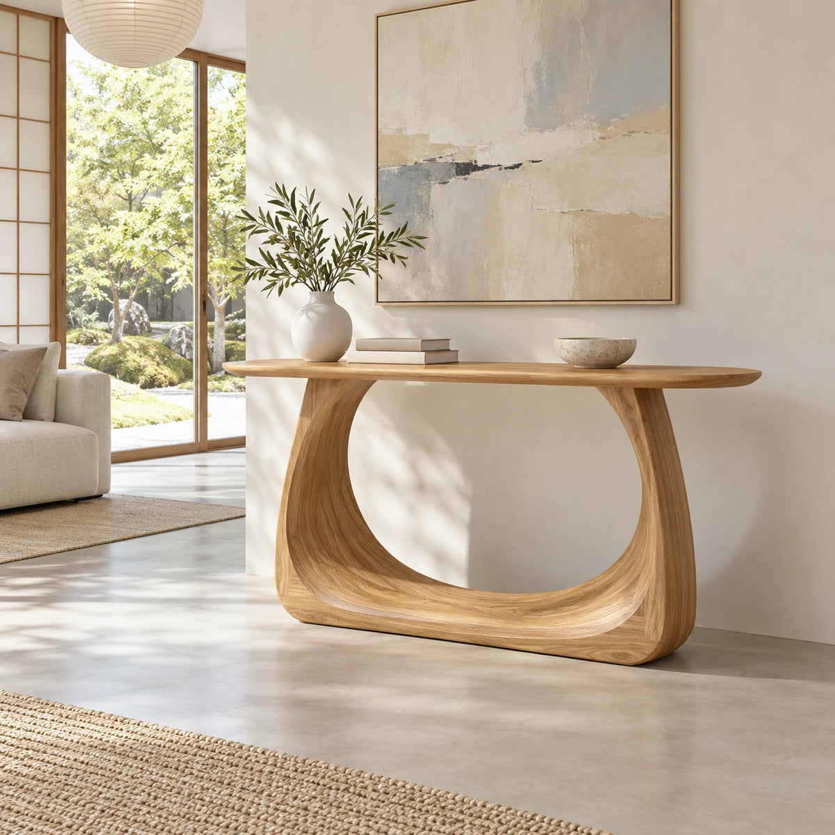 Entryway Table with Looping Ring Pedestal Base and Pill-Shaped Oval Top - Arboriswood - 8