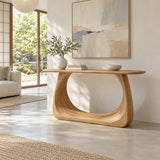 Entryway Table with Looping Ring Pedestal Base and Pill-Shaped Oval Top - Arboriswood - 8