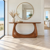 Entryway Table with Looping Ring Pedestal Base and Pill-Shaped Oval Top - Arboriswood - 9