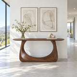 Entryway Table with Looping Ring Pedestal Base and Pill-Shaped Oval Top - Arboriswood