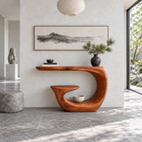 Entryway Table with Storage, Curling Hook Pedestal and Nested Open Shelf - Arboriswood - 12