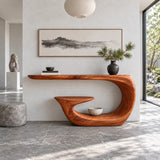 Entryway Table with Storage, Curling Hook Pedestal and Nested Open Shelf - Arboriswood - 13
