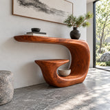 Entryway Table with Storage, Curling Hook Pedestal and Nested Open Shelf - Arboriswood - 6