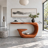 Entryway Table with Storage, Curling Hook Pedestal and Nested Open Shelf - Arboriswood - 7