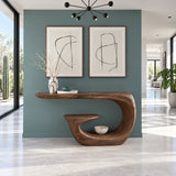 Entryway Table with Storage, Curling Hook Pedestal and Nested Open Shelf - Arboriswood - 8
