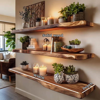 Extended Floating Shelf Solid Wood Wall Mounted Display Storage - ArborisWood - 8